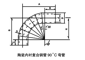 陶瓷復合鋼管90度彎頭圖紙